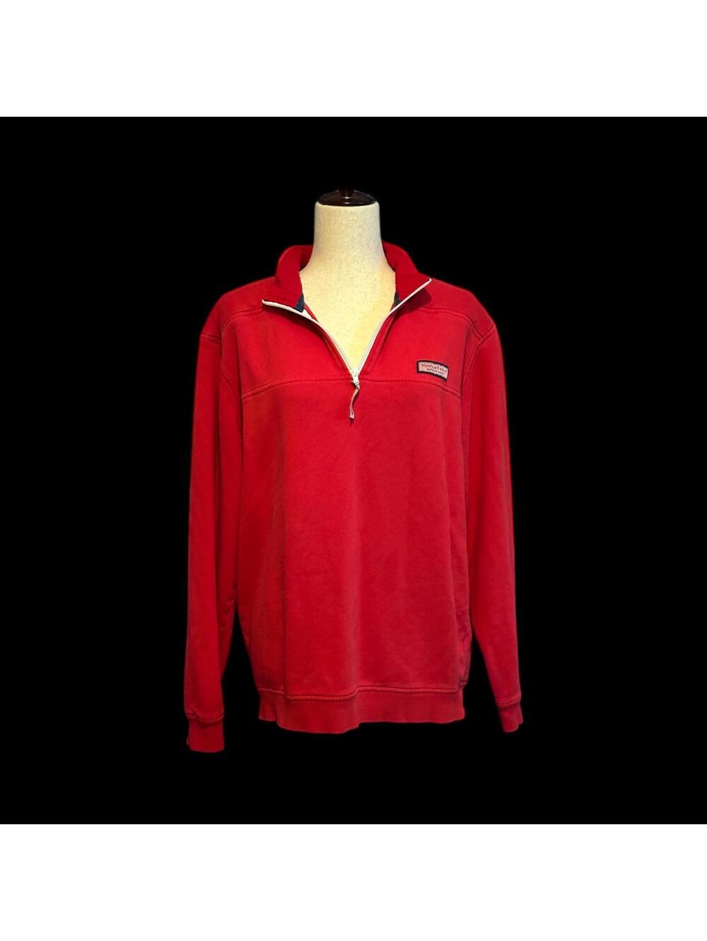 Vineyard Vines Men’s Red Quarter Zip Pullover Sweatshirt - Picture 1 of 4